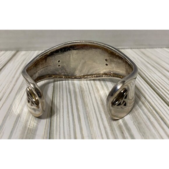 Vintage Silver Cuff Bracelet With Blue Stone & Celtic Knot Designs Unique - Picture 4 of 9